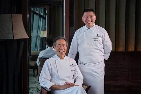 Chef Paul Lau sitting and Chef Daniel Wong Ritz-Carlton, Hong Kong and Ritz-Carlton Shanghai, Pudong Join Hands to Present the “Stellar Gastronomy”