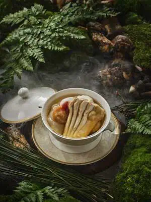 北京瑞吉酒店 风度时廊下午茶 天宝阁云南菌菇 2 云南鲜松茸肉汁煮梅州肉丸花胶