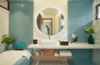 The Aviary Hotel Soars Higher with New Sambok Wing, Rooftop Pool, and Lifestyle Square 4 chirpy colors meet refined design in the Sambok Deluxe Plus bathroom