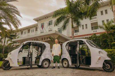 Raffles Grand Hotel d’Angkor Earns Green Globe Certification for the Second Year 2 The hotel’s electric tuk-tuks were introduced last year