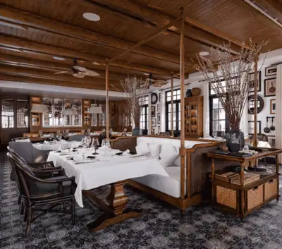 The Sanchaya Review: Luxury Beachfront Escape 10 Dining Room. À la carte dining with contemporary Western and Asian flavours, seating up to 80 guests.