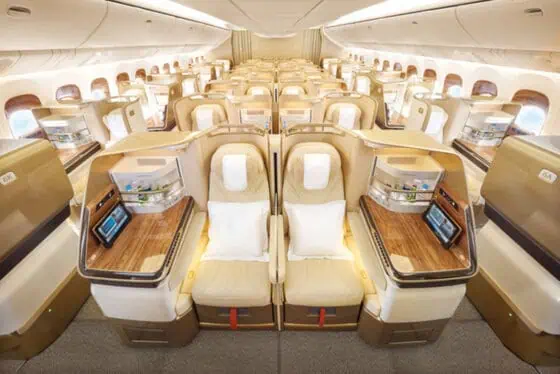 Emirates Introduces Premium Economy Boeing 777s to Beirut and Beijing 2 The refreshed interiors feature modern colour palettes, elegant wood finishes, and distinctive Ghaf Tree motifs