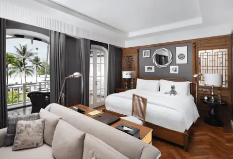 The Sanchaya Review: Luxury Beachfront Escape 6 Spacious Sanchaya Suite with private upper-floor views, deep soaking tub, and comfortable living spaces