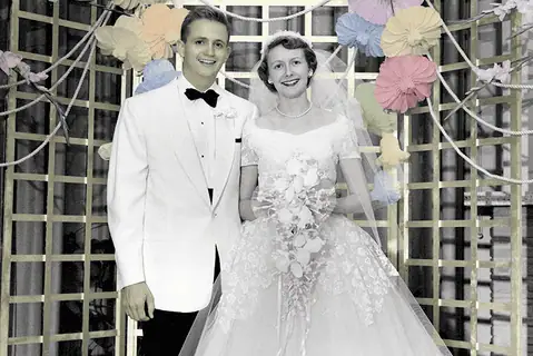 Bill and Donna Marriott on their Wedding Day, 1955