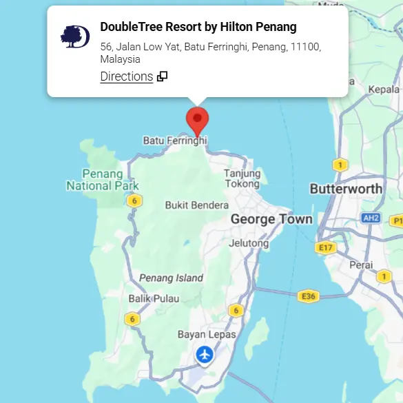Location of Doubletree Resort by Hilton Penang