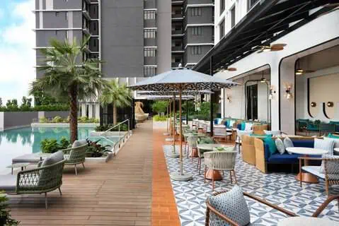 the vibrant rooftop poolside bar, Senses Bar, is located on the hotel's 13th floor.