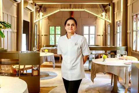 Chef Garima Arora at two-Michelin-starred Gaa in Bangkok