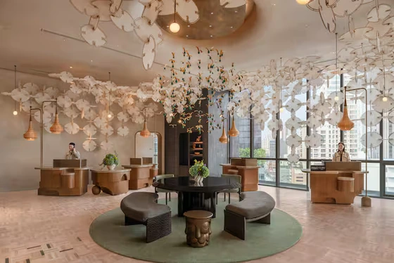 Artistic lobby inspired by the Nine Gems of Bangkok