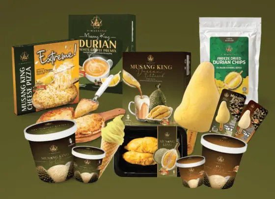 DSR Musang King products at DSR Forest Orchard Café in Bukit Tinggi, Pahang, including gelato, ice cream, white coffee, teh tarik, pizza and premium durian treats