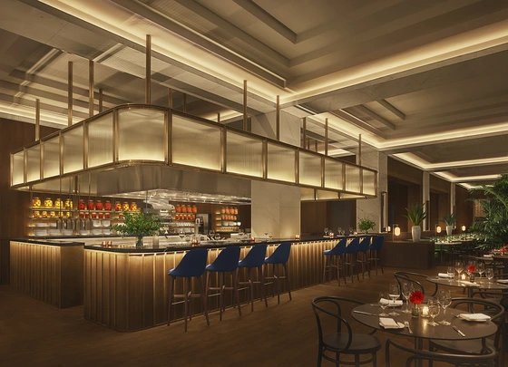 Shanghai Tavern at The Shanghai EDITION featuring an open kitchen and contemporary European brasserie dining