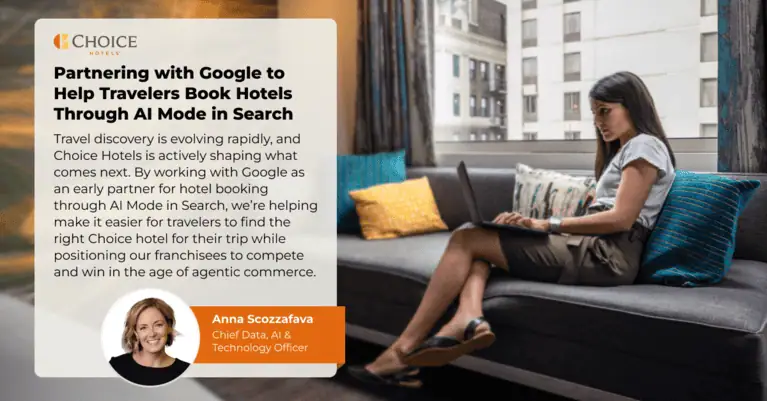 Choice Hotels Google AI Mode hotel booking partnership