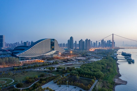 Exterior of InterContinental Wuhan luxury hotel in Wuhan