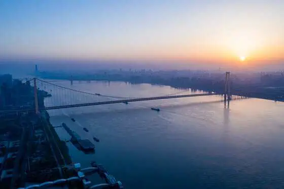 Yangsigang Yangtze River Bridge viewed from InterContinental Wuhan
