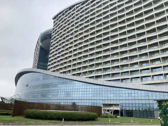 Balconies of riverview rooms and suites at InterContinental Wuhan overlooking the Yangtze River