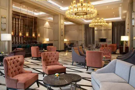 European-style Lobby Lounge at InterContinental Wuhan with seating and elegant interior design