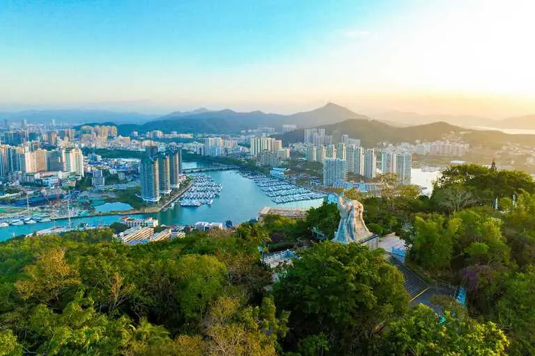 Panoramic City View from Luhuitou Scenic Area Sanya China