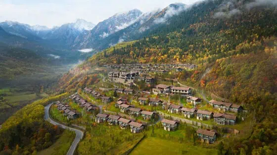 Rissai Valley, a Ritz-Carlton Reserve, surrounded by the spectacular natural landscape of Jiuzhaigou, Sichuan
