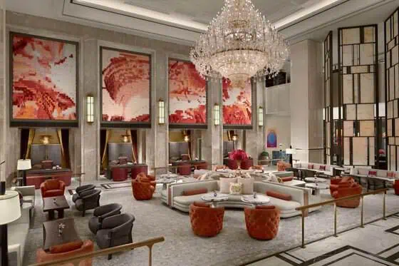 Lobby interior at The St. Regis Shanghai Jingan