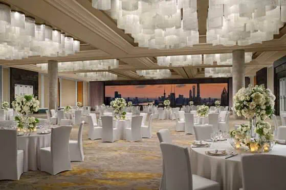 Astor Ballroom banquet setup at The St. Regis Shanghai Jingan