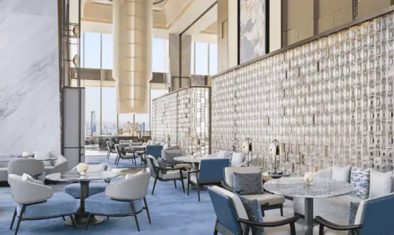 The Lobby Lounge at The Ritz-Carlton Wuhan with city views