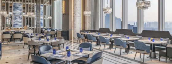 Brasserie 46 restaurant at The Ritz-Carlton Wuhan on the 46th floor