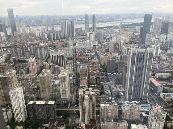 Bird’s-eye view of Wuhan from a Club City Skyline View King Room at The Ritz-Carlton Wuhan