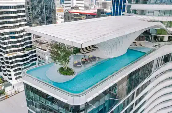 Outdoor swimming pool at Waldorf Astoria Bangkok