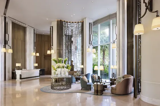 Lobby interior at Waldorf Astoria Bangkok