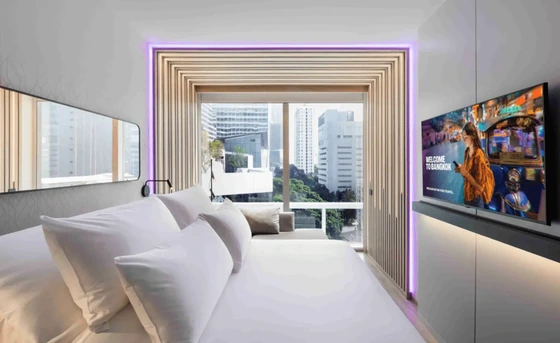 YOTEL Bangkok Sukhumvit guest room with reclining SmartBed™