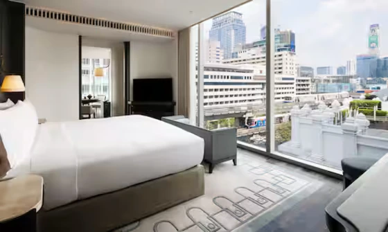 King Corner Suite living room at Waldorf Astoria Bangkok