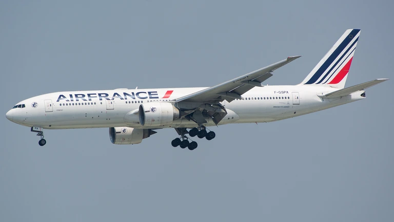 Air France Boeing 777 airplane captured mid-flight
