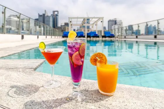 View Pool Bar beside the rooftop pool at Radisson Hotel Chateau de Bangkok